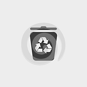 Recycling container icon in a flat design in black color. Vector illustration eps10