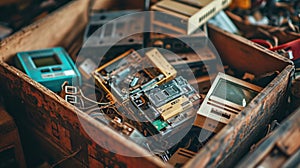 Recycling Electronics Box Full of Old Devices - AI Generated