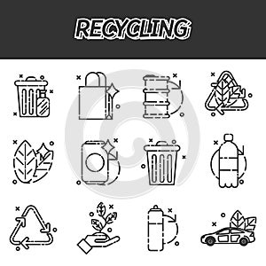 Recycling flat icons set