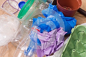 Recycling garbage: metal, plastic, paper and glass