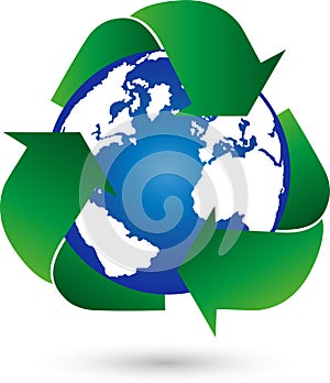 Recycling and Globe, Recycling Arrows, Recycling Sign, Recycling Logo
