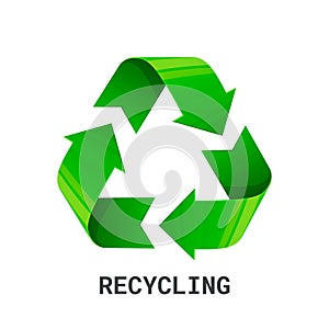 Recycling. Green recycle eco symbol. isolated on white background. Recycled arrows sign. Cycle recycled icon. Recycled