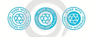 Recycling icon, made of recycled materials logo for recyclable package or plastic bag. Biodegradable and recyclable pack label