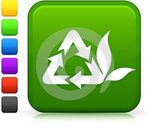 Recycling icon on square internet button