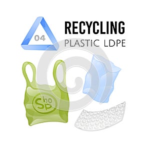 Recycling icons. LDPE plastic bags and bubble wrap