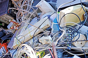 Recycling industry - Old computer and electronic waste.