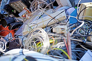 Recycling industry - Old computer and electronic waste.