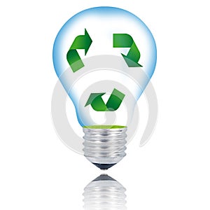 recycling light bulb on white background