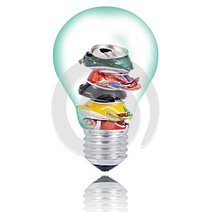 recycling light bulb on white background