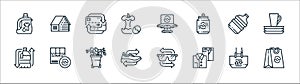 recycling line icons. linear set. quality vector line set such as shopping bag, clothing, sneaker, milk bottle, gallon, cit card,