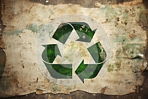 recycling logo on a disrepair wall