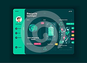 Recycling manager tablet interface vector template