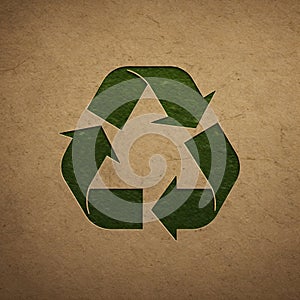 Recycling mark mebius loop carved into brown cardboard background