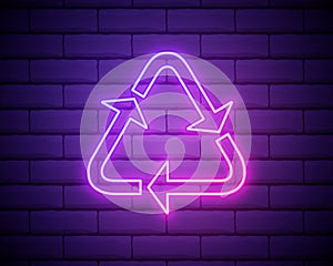 Recycling mark outline icon. Elements of Cargo logistic in neon style icons. Simple icon for websites, web design, mobile app,