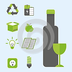Recycling nature icons waste sorting environment creative protection symbols vector illustration.