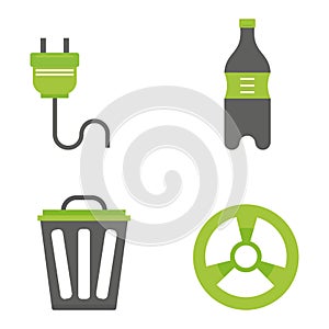 Recycling nature icons waste sorting environment creative protection symbols vector illustration.