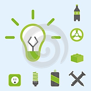 Recycling nature icons waste sorting environment creative protection symbols vector illustration.