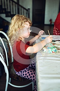 Recycling of paper waste. children`s handmade papier-mache.