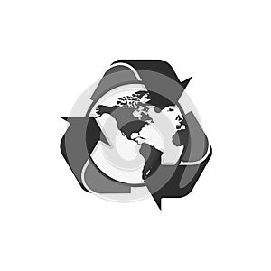 Recycling planet earth concept isolate in flat
