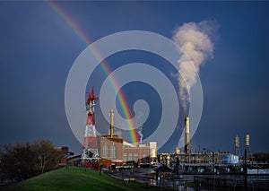 Recycling Plant with Rainbow