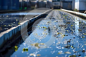 Recycling plant treats waste water for environmental sustainability and resource conservation.