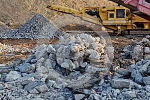 Recycling and reuse crushed concrete rubble, asphalt, building material, blocks