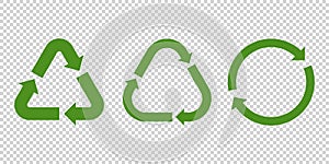 Recycling and rotation arrow icon vector. Arrows recycle eco green symbol