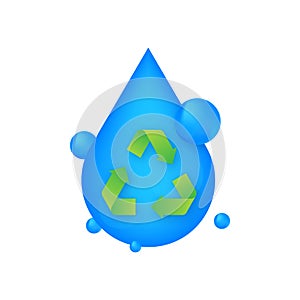 Recycling and save water. Water conservation. Vector stock illustration.