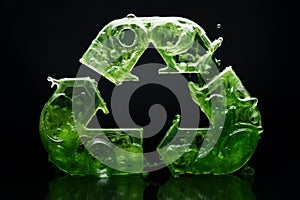 Recycling sign is created from glass. Environmental protection, recycle, ecology, concept