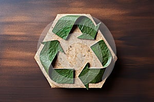 Recycling sign is created from green paper. Environmental protection, recycle, ecology, concept