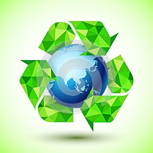 Recycling Symbol with Blue Globe