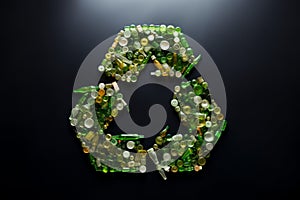 Recycling symbol, dark background. Environmental protection, ecology, recycle concept