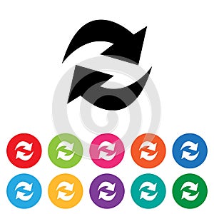 Recycling symbol flat icon set