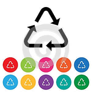 Recycling symbol flat icon set