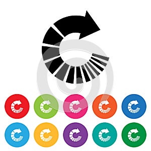 Recycling symbol flat icon set