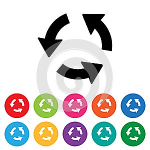 Recycling symbol flat icon set