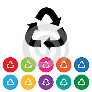 Recycling symbol flat icon set