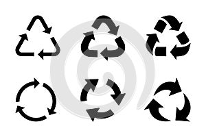 Recycling symbol flat icon set