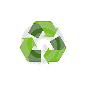 Recycling symbol with green arrows. Isolated recycle icon on the white background. Earth Day universal international symbol.