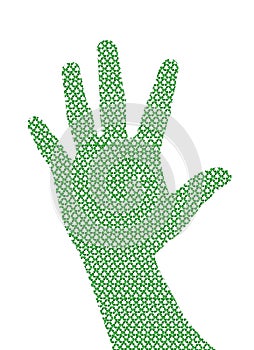 Recycling symbol hand