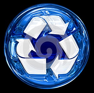 Recycling symbol icon blue.