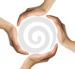 Recycling symbol made from hands