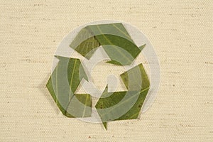 Recycling symbol made from leaves