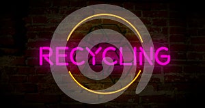 Recycling symbol neon