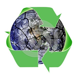 Recycling Symbol Over Fragile Planet Earth