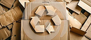 Recycling symbol on paper and cardboard for sustainable environmental conservation concept