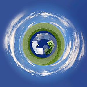 Recycling Symbol Representing Air, Land and Sea