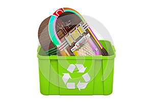 Recycling trashcan with jukebox, 3D rendering