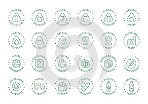 Recycling vector icon logo badge collection