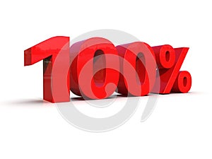 Red 100% Percent Discount 3d Sign on White Background